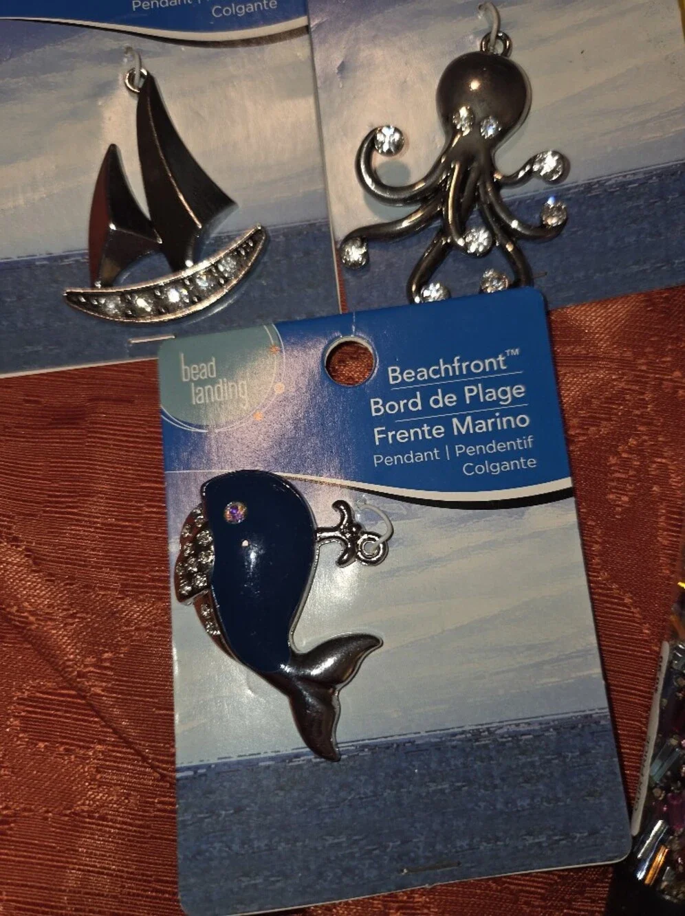 Charms Lot Sailboat Whale Octopus Snowman Xmas Angel Winter Big Glass Heart Bead